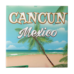Cancun Mexico beach poster Tile