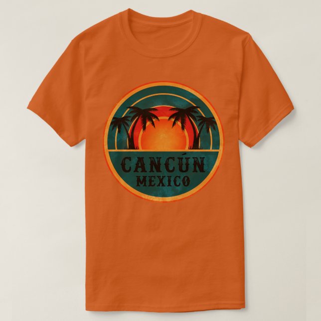 Cancun Mexico Beach Retro Sunset T-Shirt (Design Front)