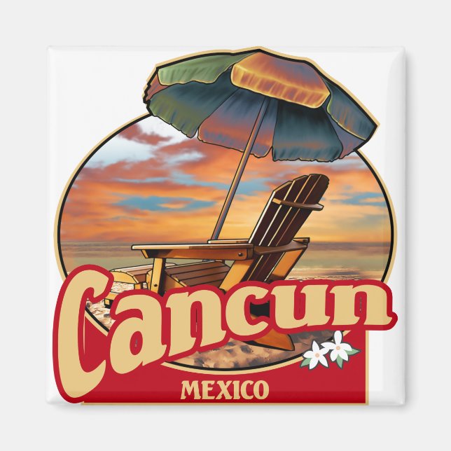 Cancun Mexico Beach Scene Design Magnet (Front)