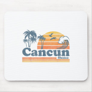 Cancun Mexico Beach Summer Vacation Sun Vintage 70 Mouse Pad