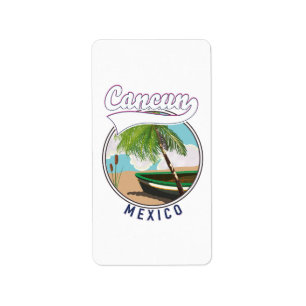 Cancun Mexico Beach travel logo Label