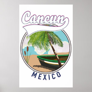 Cancun Mexico Beach travel logo Poster