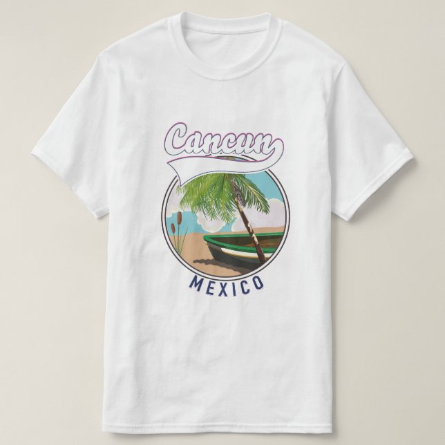 Cancun Mexico Beach travel logo T-Shirt (Design Front)