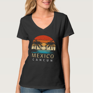 Cancun Mexico Beach Vintage Sunset Palm Tree T-Shirt