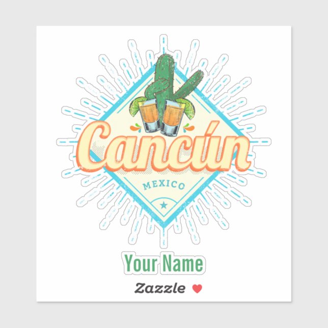 Cancun Mexico Dancing Cactus Vintage Tequila (Sheet)