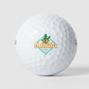 Cancun Mexico Dancing Cactus Vintage Tequila Golf Balls