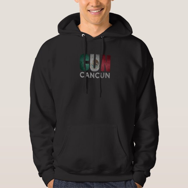 Cancun Mexico Flag Mexican Roots Airport Code Cun  Hoodie (Front)