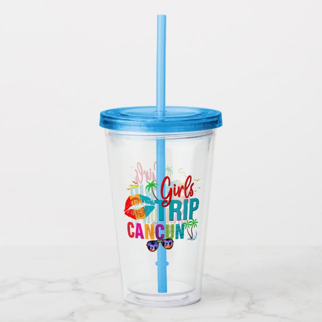 Cancun Mexico Girls Trip Colourful Vacations  Acrylic Tumbler (Front)