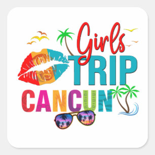 Cancun Mexico Girls Trip Colourful Vacations  Square Sticker