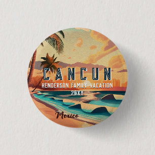Cancún Mexico Palm Tree Sunset Travel Souvenir 3 Cm Round Badge