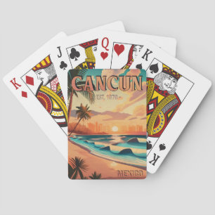 Cancún Mexico Palm Tree Sunset Travel Souvenir Playing Cards