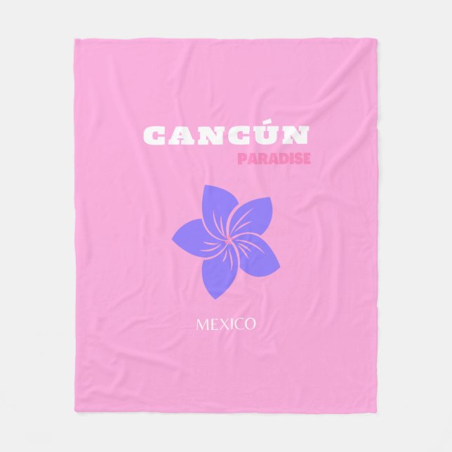 Cancun, Mexico, Pink, Preppy, Preppy Room Fleece Blanket (Front)