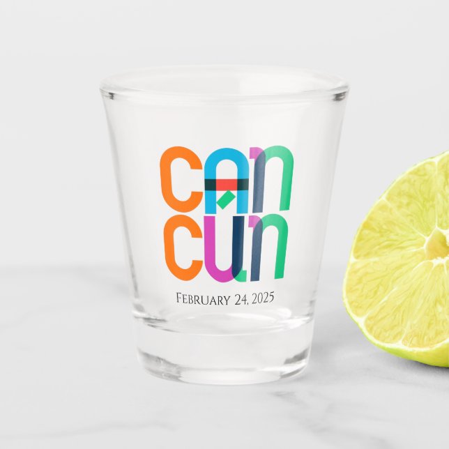 Cancun Mexico Pop Art Personalised Shot Glass (Front)