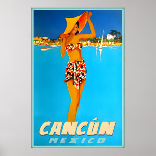 Cancun Mexico Quintana Roo Benito Juarez Travel Poster
