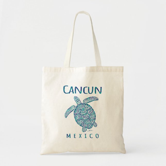 Cancun Mexico Sea Turtle Beach Tote Bag (Front)