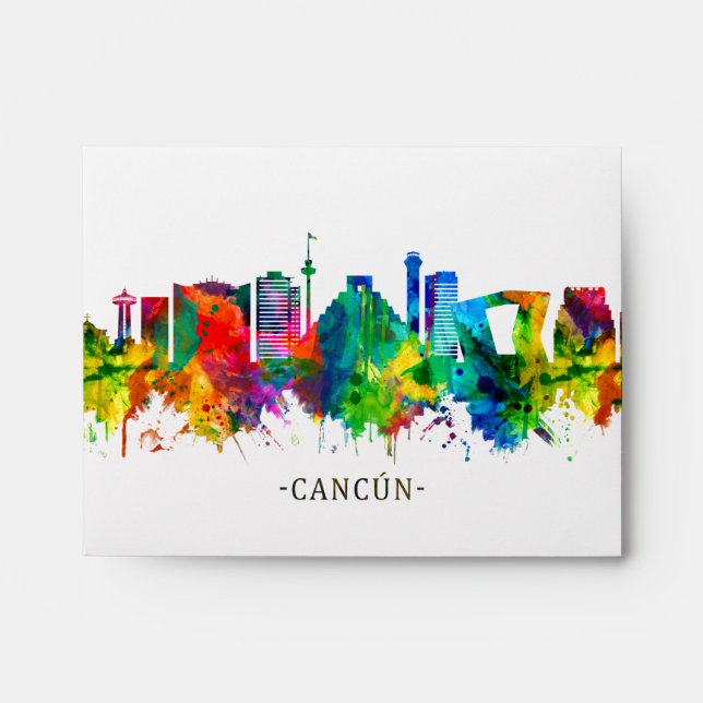 Cancun Mexico Skyline Envelope (Front)