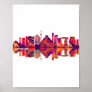 Cancun Mexico Skyline Poster