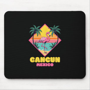 Cancun Mexico Souvenir Flamingo Family Matching Ca Mouse Pad