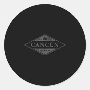 Cancun Mexico Souvenir Retro Beach Vintage Womens Classic Round Sticker