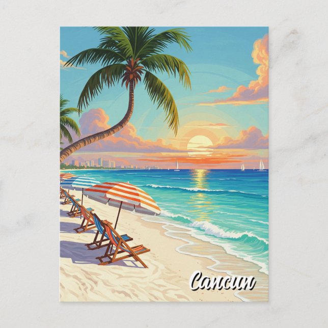 Cancun Mexico Travel Beach Postcard (Front)