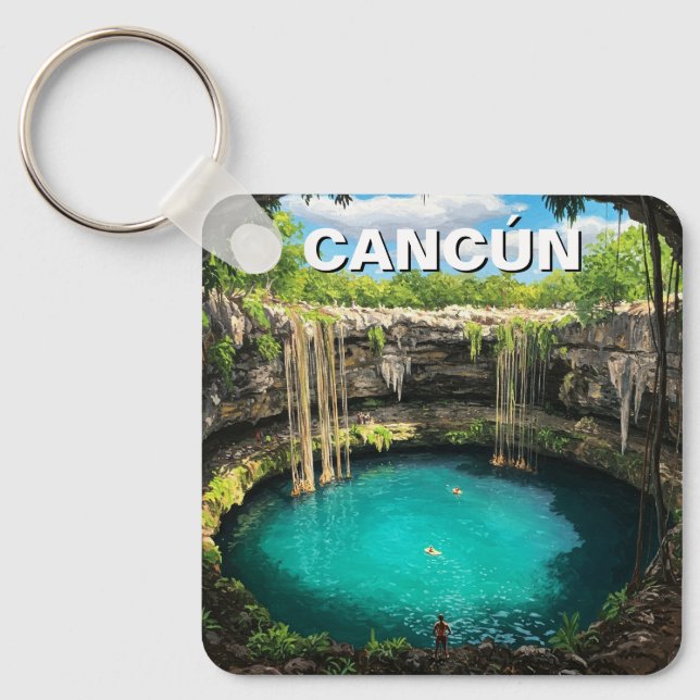 Cancun Mexico Travel Cenote Key Ring (Front)