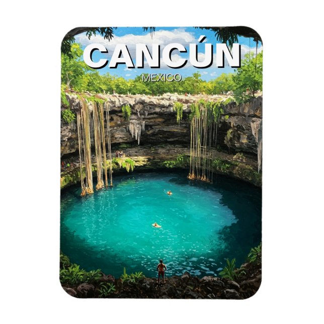 Cancun Mexico Travel Cenote Magnet (Vertical)