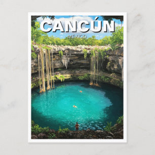 Cancun Mexico Travel Cenote Postcard