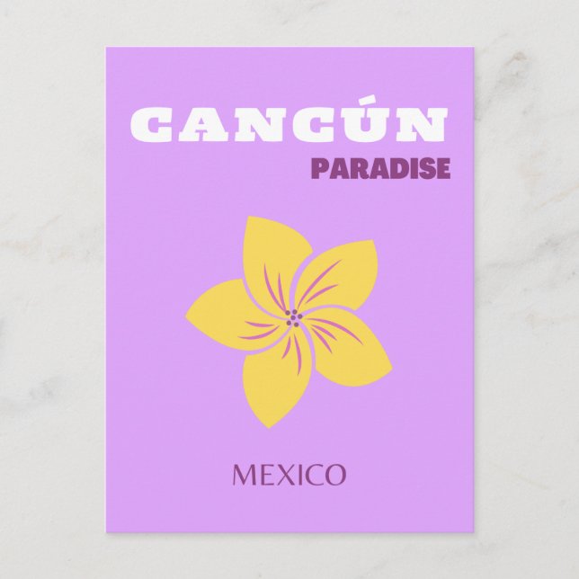 Cancun, Mexico, Tropical Art, Preppy, Travel Art Holiday Postcard (Front)