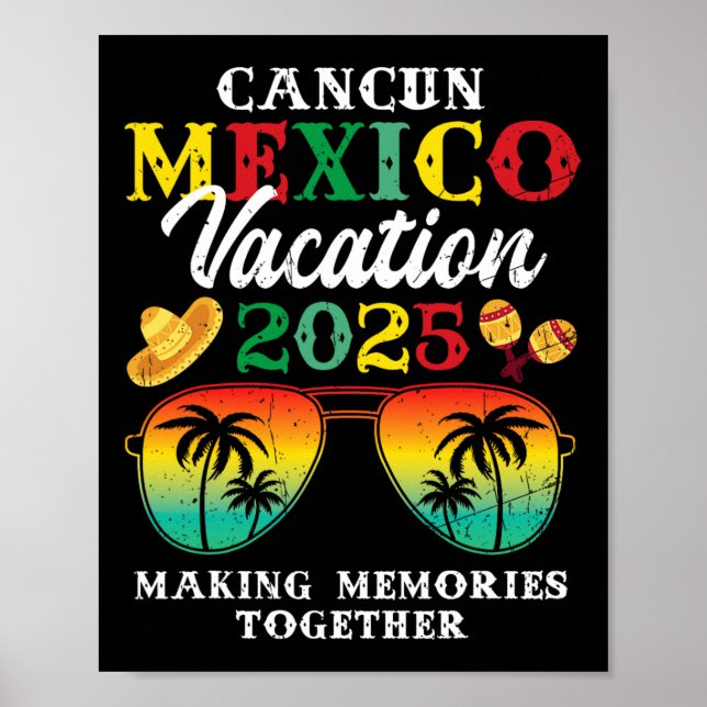 Cancun Mexico Vacation 2025 Trip Beach Matching Fa Poster (Front)