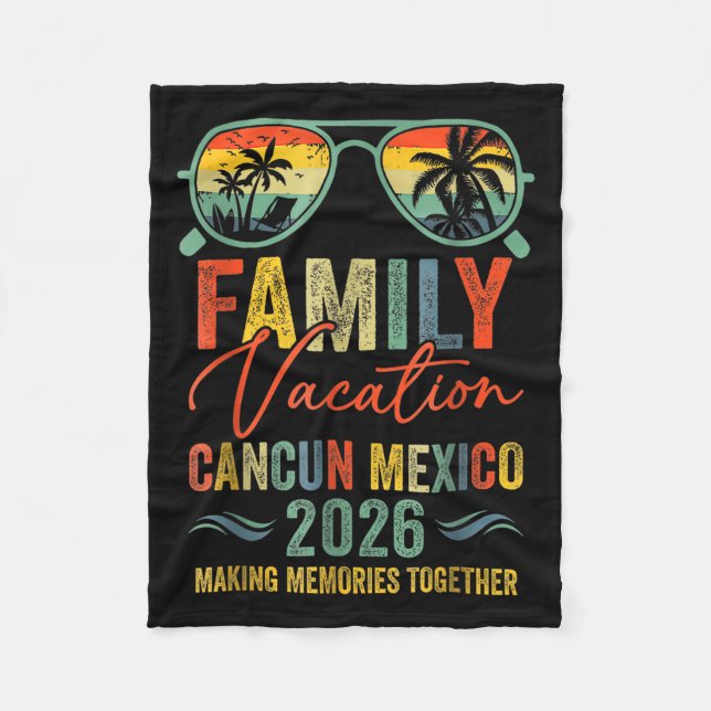 Cancun Mexico Vacation 2026 Matching Family Group  Fleece Blanket (Front)