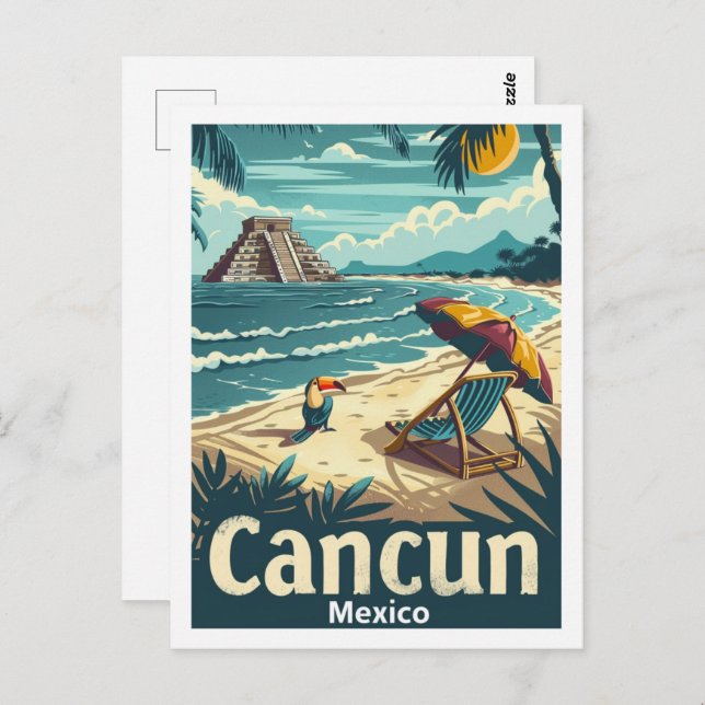 Cancun Mexico Vintage Famous Travel Place Postcard (Front/Back)