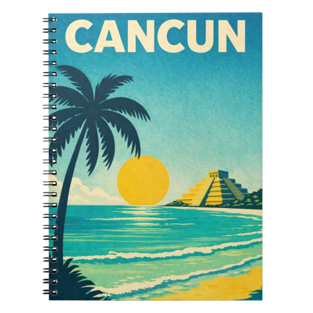Cancun Mexico Vintage Travel Notebook (Front)