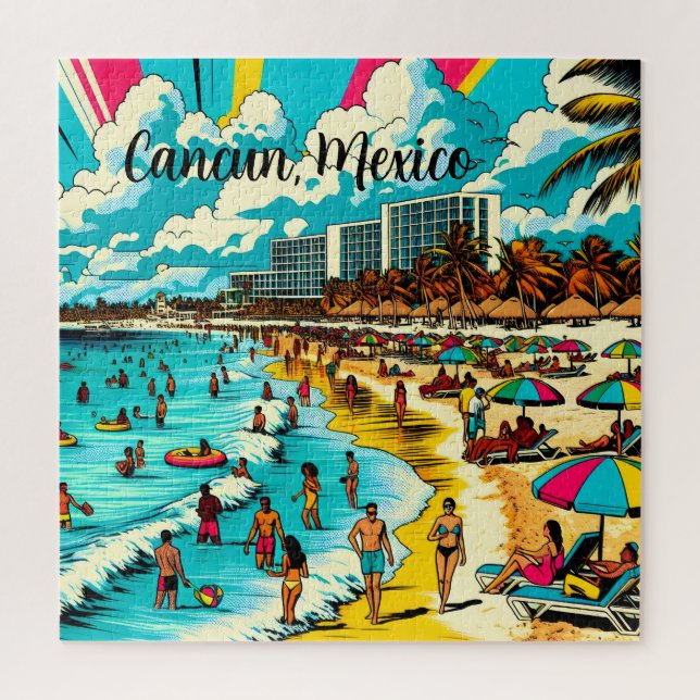 Cancun, Mexico with a Pop Art Vibe Jigsaw Puzzle (Vertical)