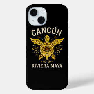 Cancun & Riviera Maya Tropical Vacation Retro Typo iPhone 15 Case