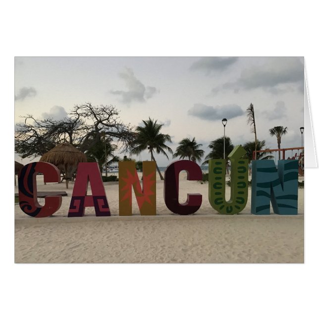 Cancun Sign – Playa Delfines, Mexico Card (Front Horizontal)