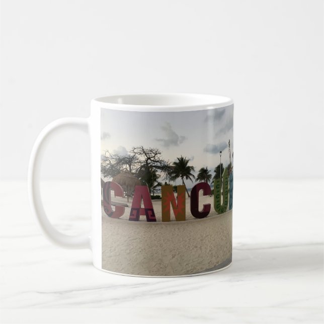 Cancun Sign – Playa Delfines, Mexico Mug (Left)