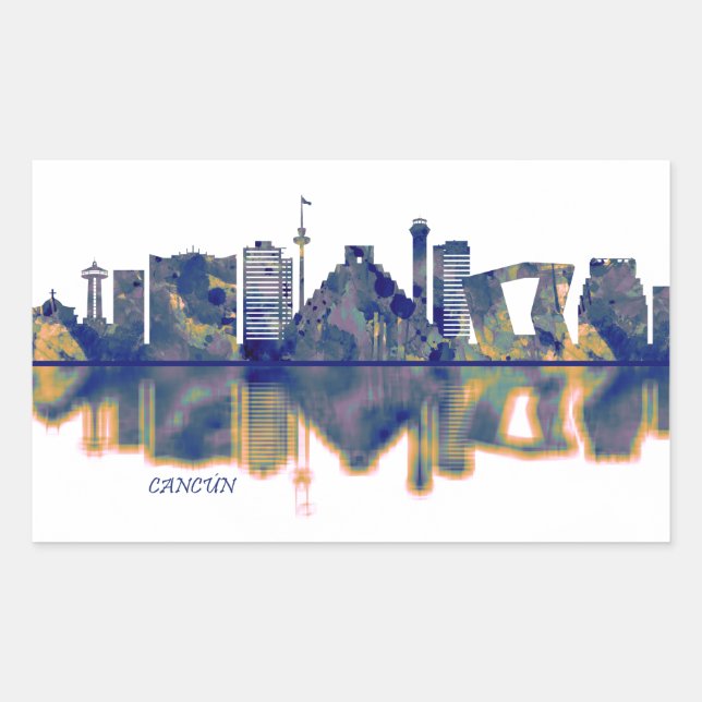 Cancun Skyline Rectangular Sticker (Front)