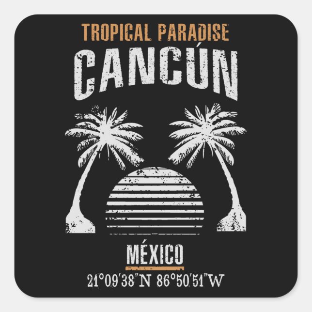 Cancún Square Sticker (Front)