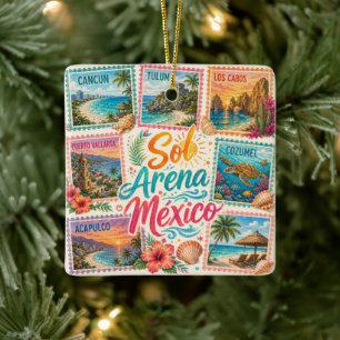 Cancun Sun Sand Mexico Beautiful Beaches Tropical Ceramic Ornament