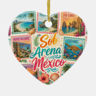 Cancun Sun Sand Mexico Beautiful Beaches Tropical Ceramic Tree Decoration