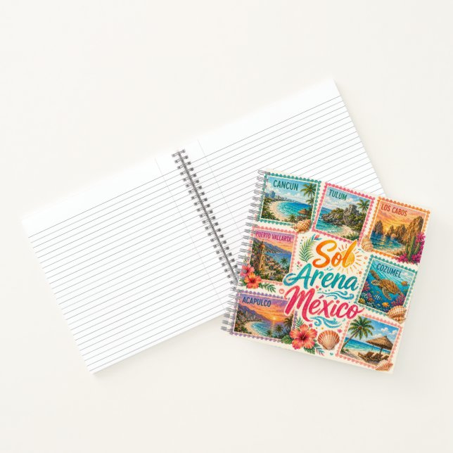 Cancun Sun Sand Mexico Beautiful Beaches Tropical  Notebook (Inside)