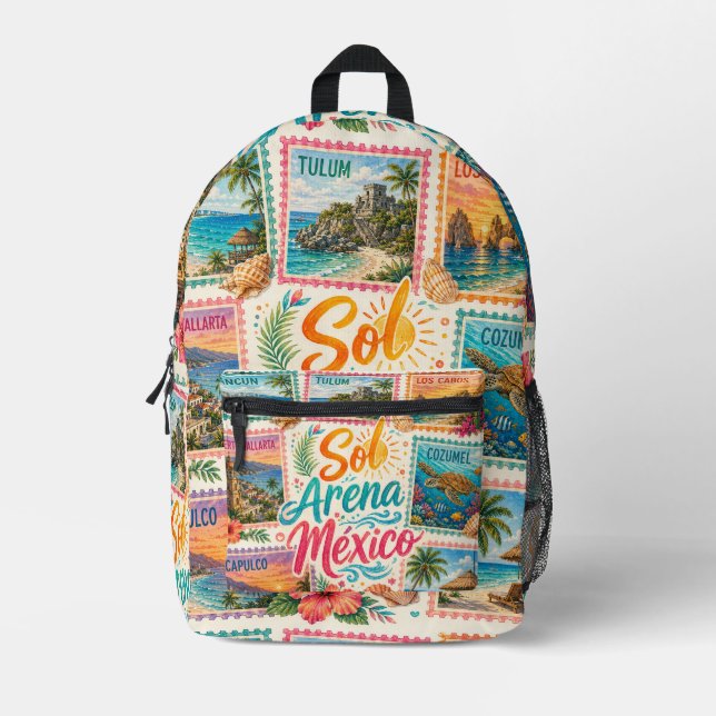 Cancun Sun Sand Mexico Beautiful Beaches Tropical  Printed Backpack (Front)