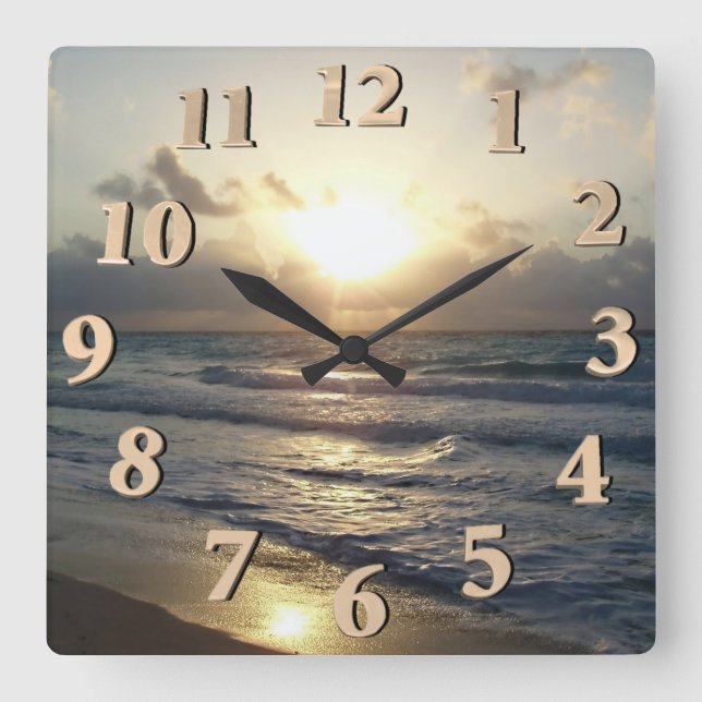 Cancun Sunrise Square Wall Clock (Front)