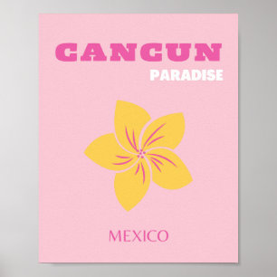 Cancun Travel Art, Mexico, Preppy, Pink Preppy Art Poster
