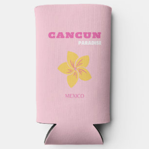 Cancun Travel Art, Mexico, Preppy, Pink Preppy Art Seltzer Can Cooler