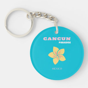 Cancun Travel Art, Mexico Travel Art, Preppy, Blue Key Ring