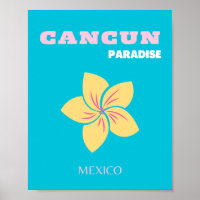 Cancun Travel Art, Mexico Travel Art, Preppy, Blue