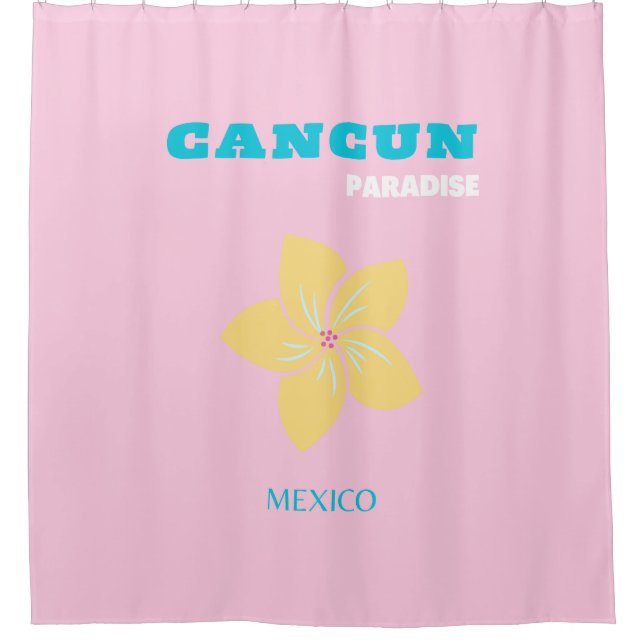 Cancun Travel Art, Travel Art, Preppy, Preppy Room Shower Curtain (Front)