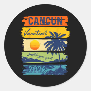 Cancun Vacation 2026 Sea Sand Beach Summer Trip Re Classic Round Sticker