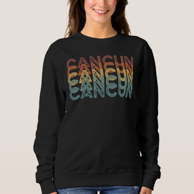 Cancun Vintage Retro Holiday Design Sweatshirt (Front)
